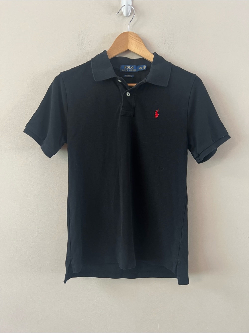 Polo by Ralph Lauren boys Black Polo Shirt with Red Pony large 14 16
